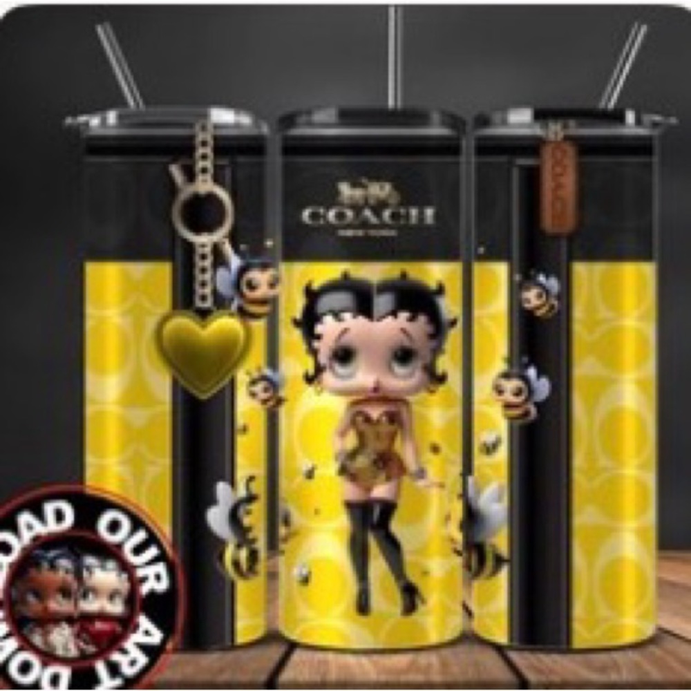 (Handmade)

20oz Coach Yellow & Black Betty Boop Bee Stainless Tumbler Trio